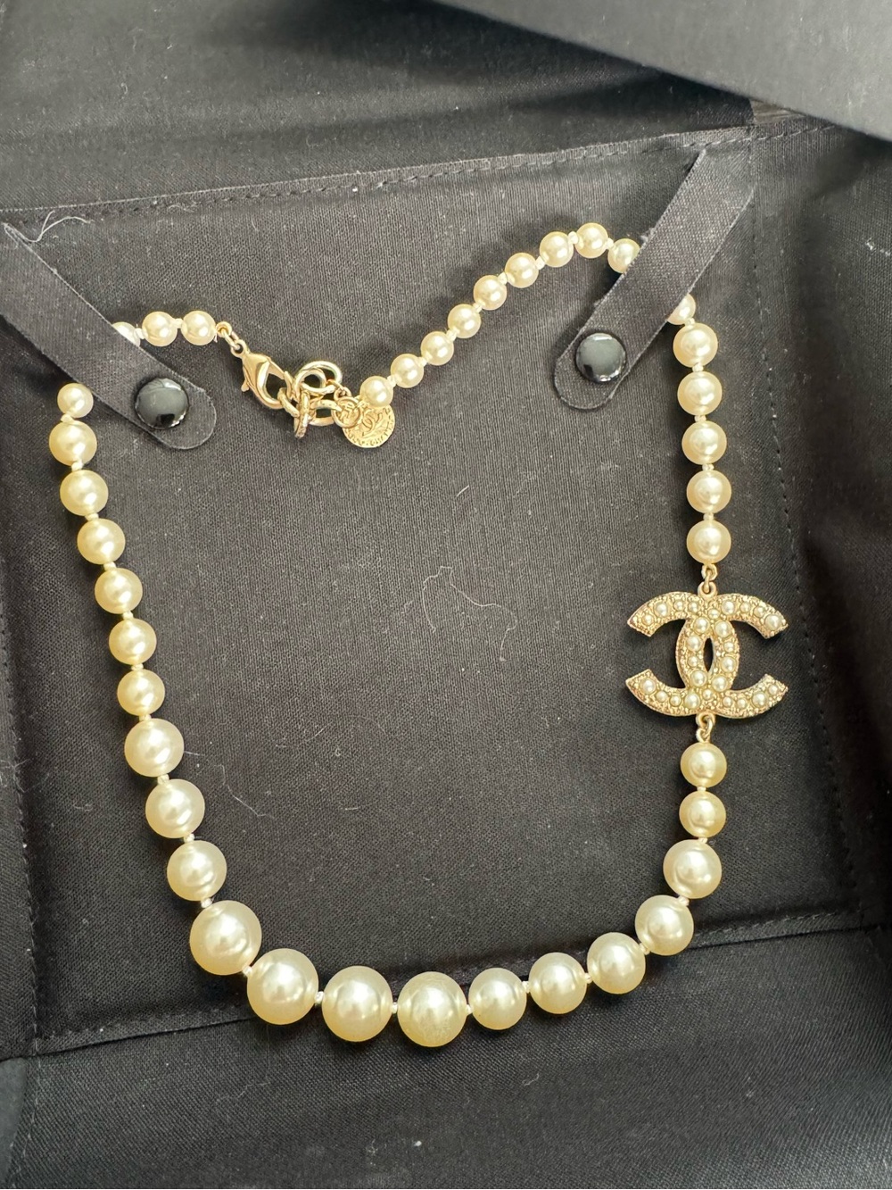 Chanel 100th Anniversary Pearl and Crystal CC Logo Necklace in Ivory and Gold